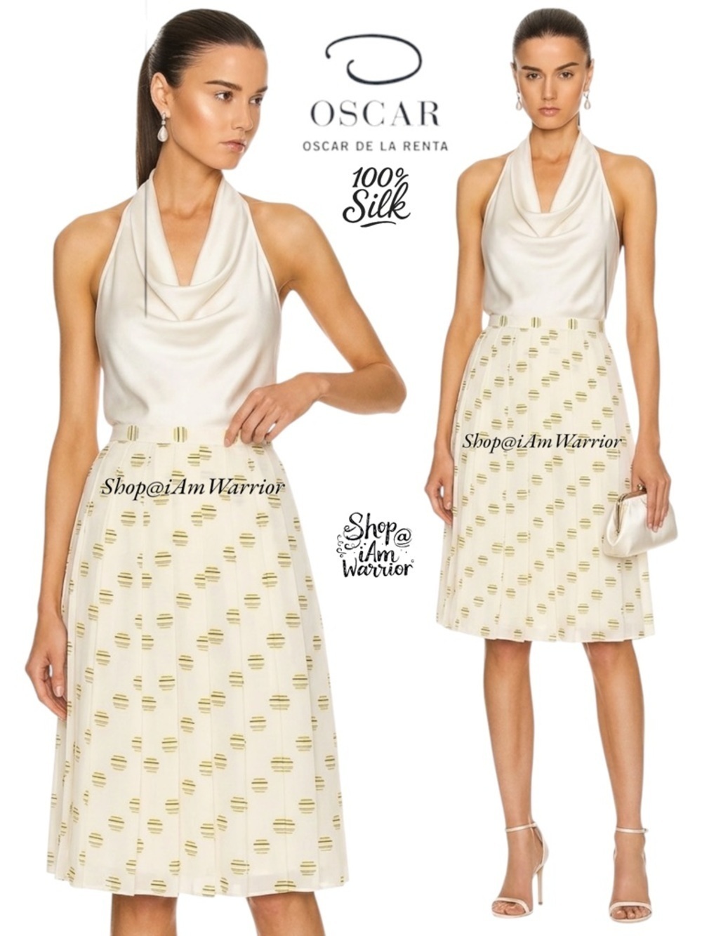 Oscar de la Renta silk pleated print skirt *shop@iamwarrior